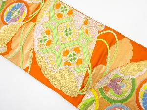 アンティーク　桧扇に蜀江文・花模様織り出し袋帯（着用可）